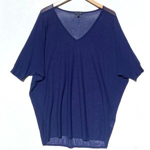 EILEEN FISHER Women’s Royal Blue Vneck Pull Over Tunic Poncho Size small